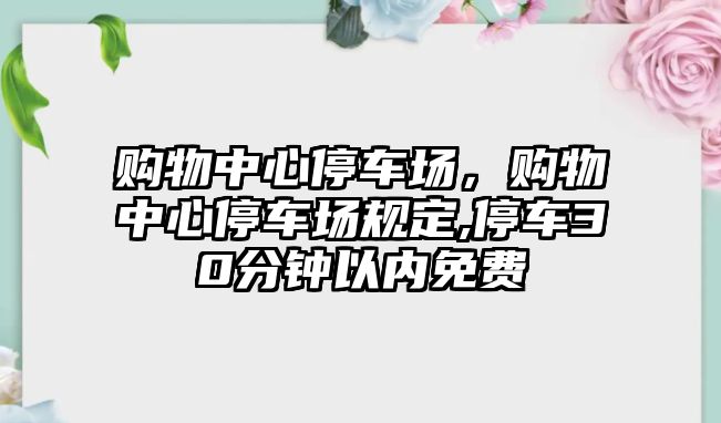 購物中心停車場，購物中心停車場規(guī)定,停車30分鐘以內(nèi)免費(fèi)