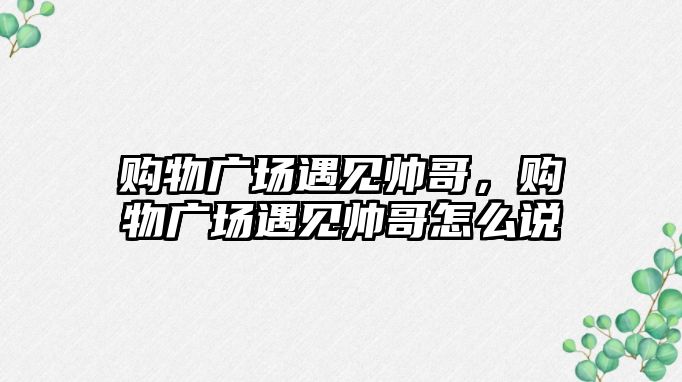 購物廣場遇見帥哥，購物廣場遇見帥哥怎么說